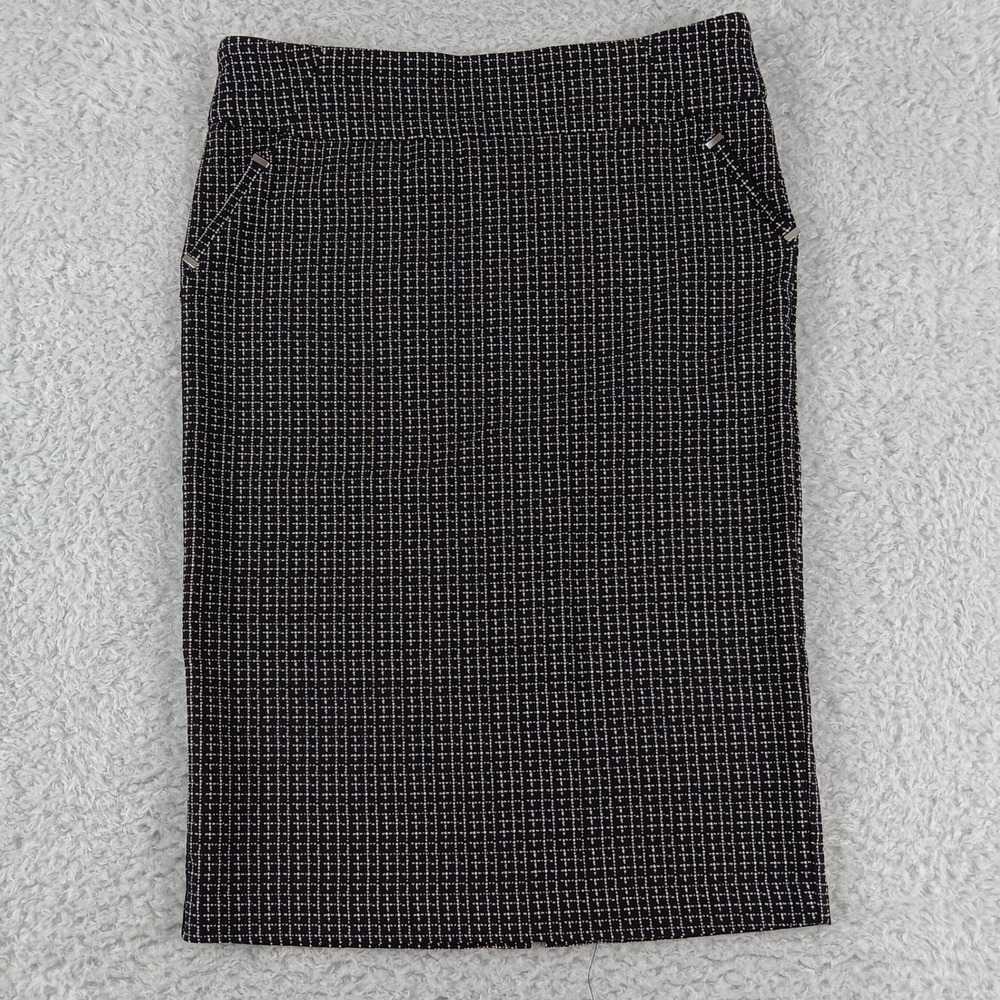 Jenna Rose Womens Black White Grid Pencil Skirt Size 10 Career Workwear 06919